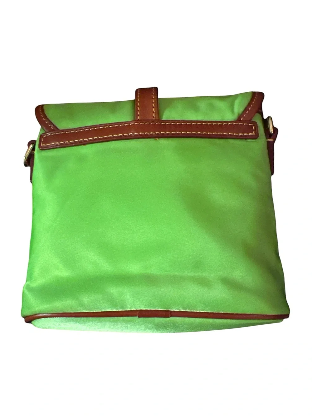 Dooney & Bourke neon Green Nylon Brown Leather Shoulder Bag